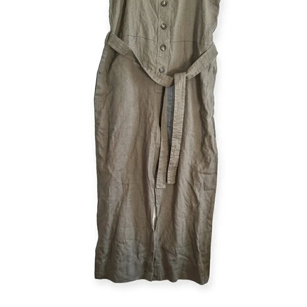 Everlane The Linen Jumpsuit in Pewter Green, Size 4, NWT